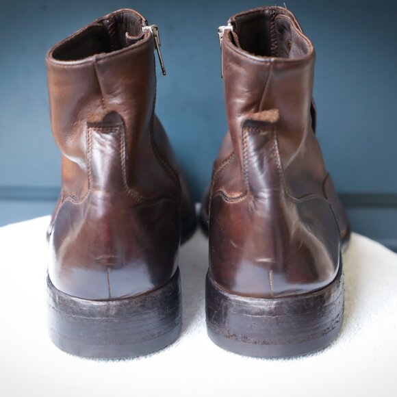 Calzoleria Harris for Barneys Vintage 8.5 Brown Burnished Italian Cap Toe Mens B - Picture 7 of 13